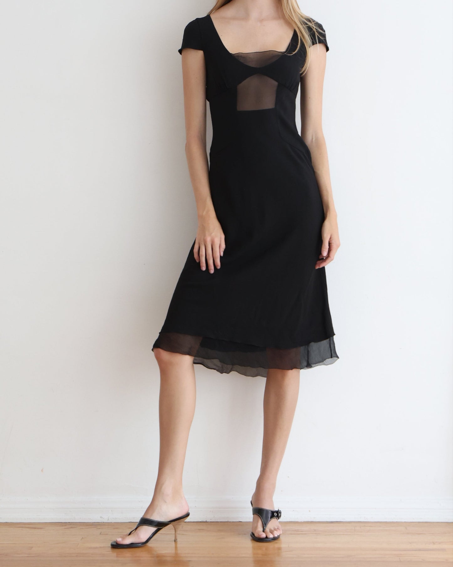 Prada Black Cut Out Midi Dress