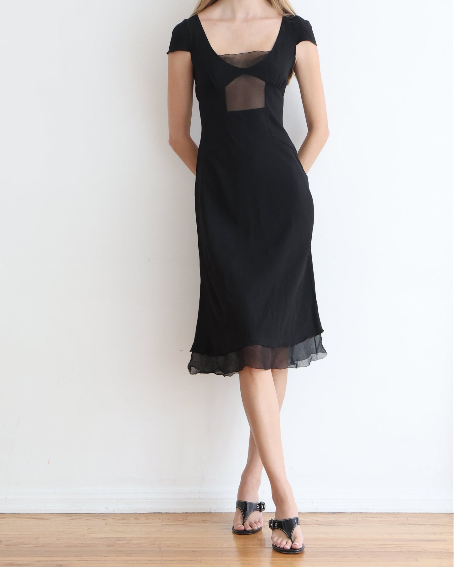 Prada Black Cut Out Midi Dress
