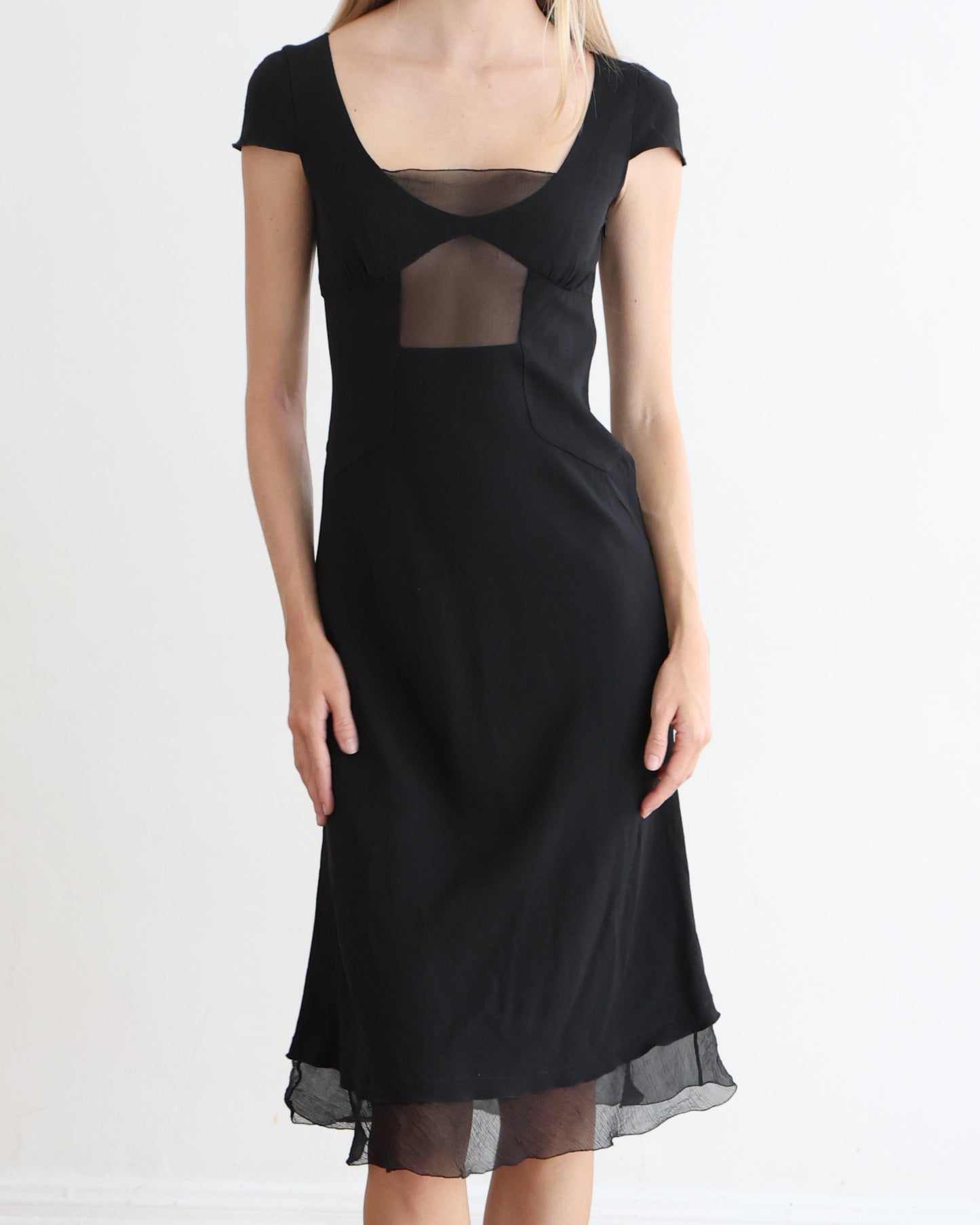 Prada Black Cut Out Midi Dress