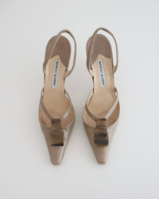 Manolo Blahnik Brown Geometric Heels 39.5