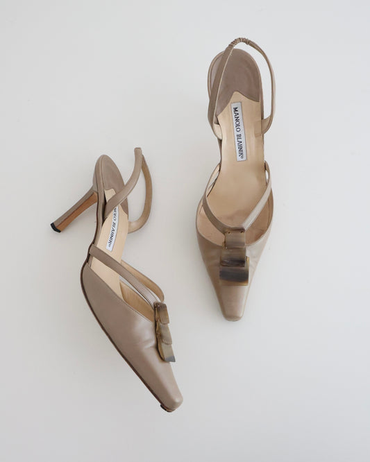 Manolo Blahnik Brown Geometric Heels 39.5