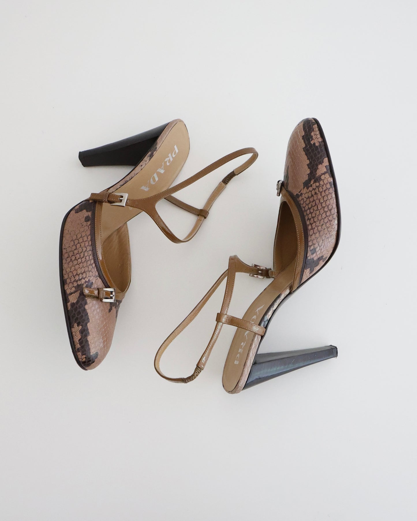 Prada Brown Snakeskin Heels 38.5