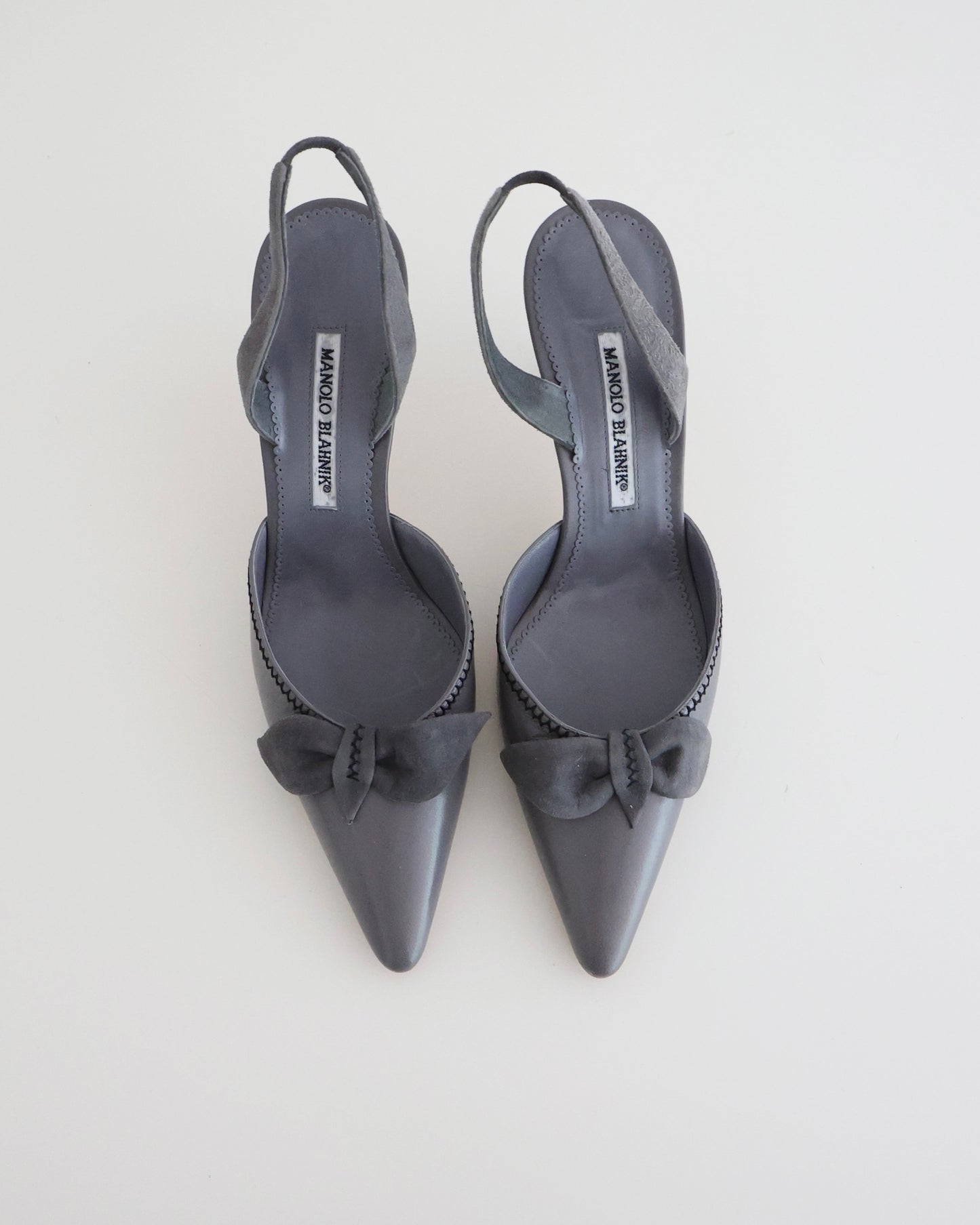 Manolo Blahnik Gray Bow Heels 40