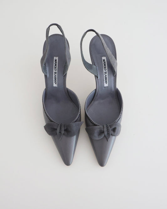 Manolo Blahnik Gray Bow Heels 40