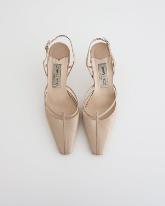 Jimmy Choo Beige Slingback Heels 37.5