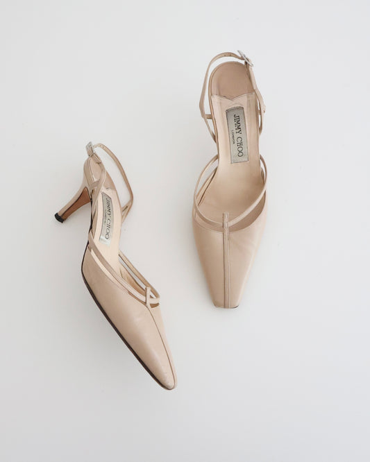 Jimmy Choo Beige Slingback Heels 37.5