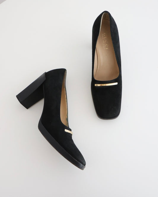 Tom Ford Gucci Black Loafer Heels 7.5