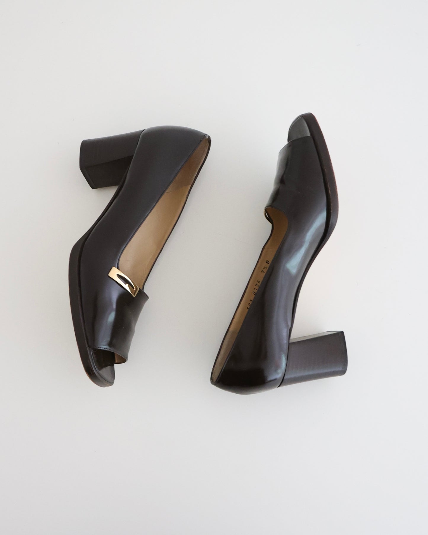 Tom Ford Gucci Black Peep Toe Loafer Heels 7.5