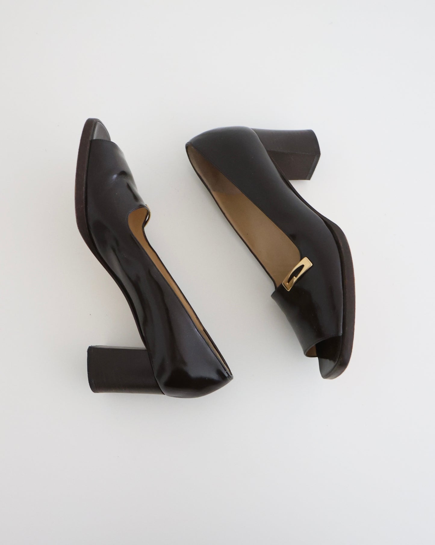 Tom Ford Gucci Black Peep Toe Loafer Heels 7.5