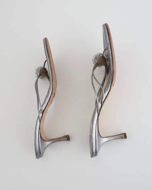 Jimmy Choo Silver Disco Shoes 39