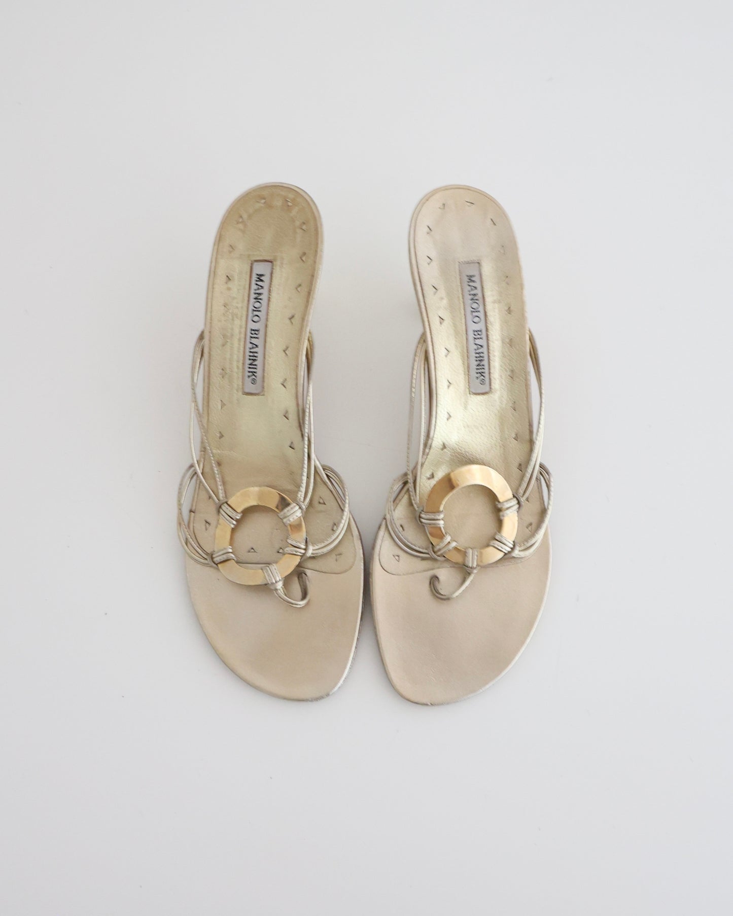 Manolo Blahnik Gold Ring Heels 40