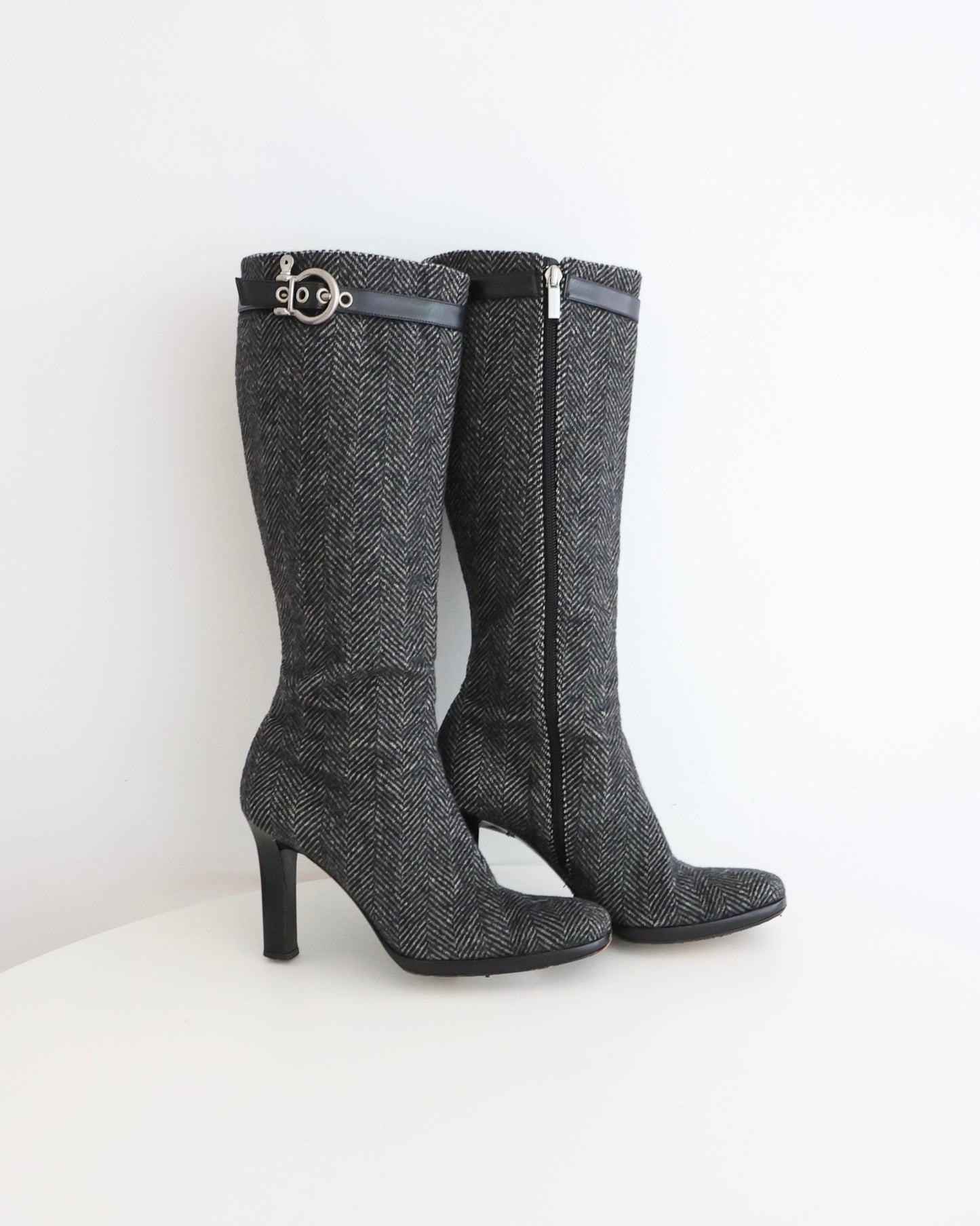 Burberry Gray Buckle Boots