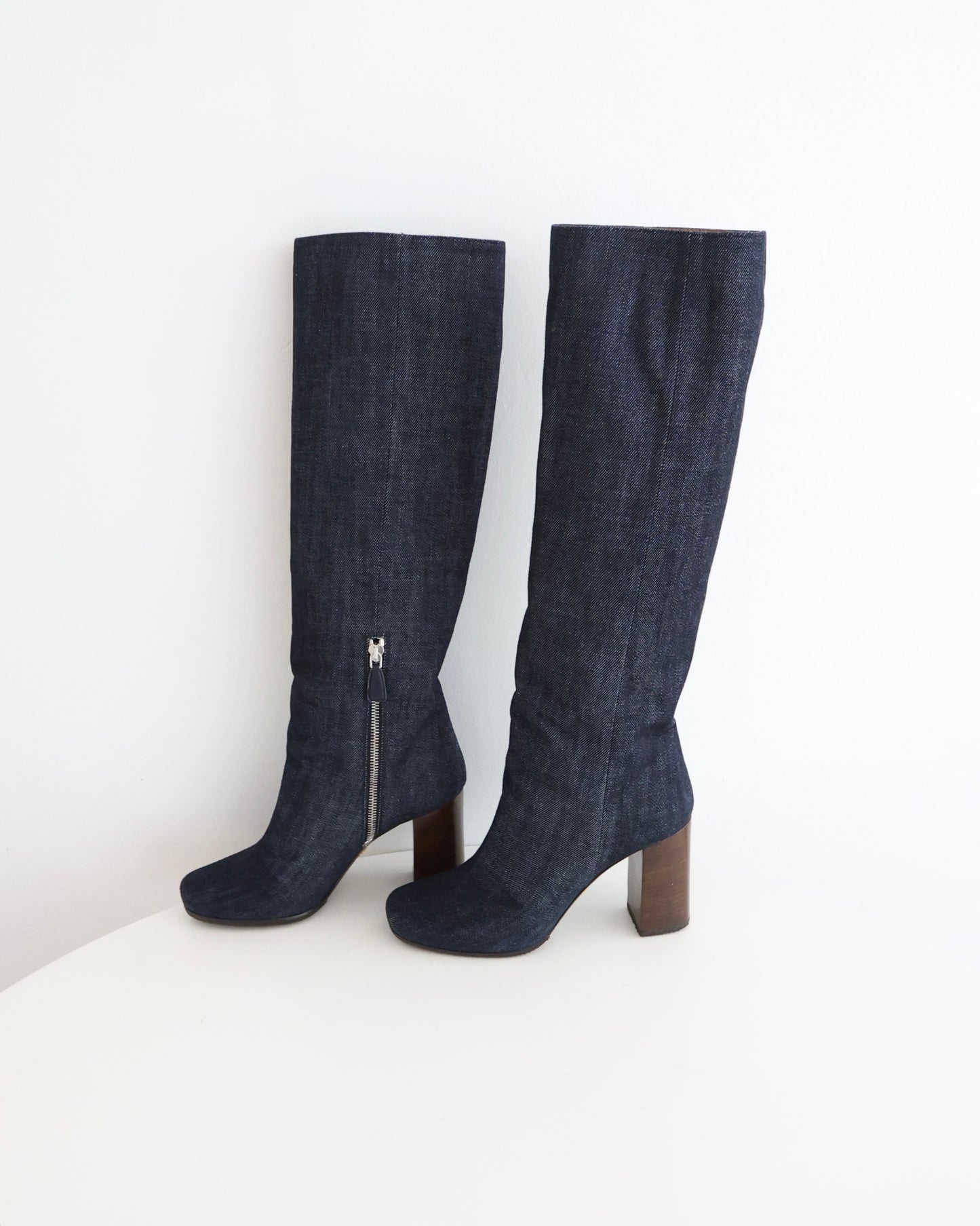 Prada Navy Denim Boots 38
