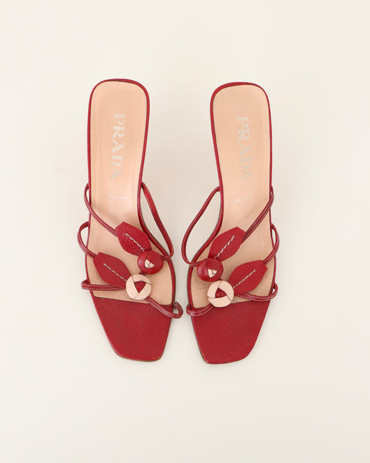 Prada Red Rosette Heels 40.5