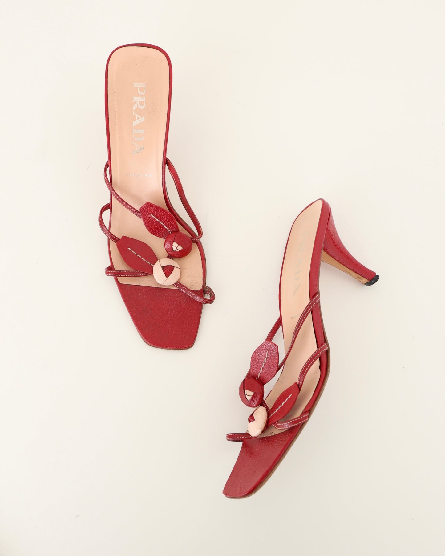 Prada Red Rosette Heels 40.5