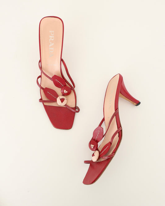 Prada Red Rosette Heels 40.5