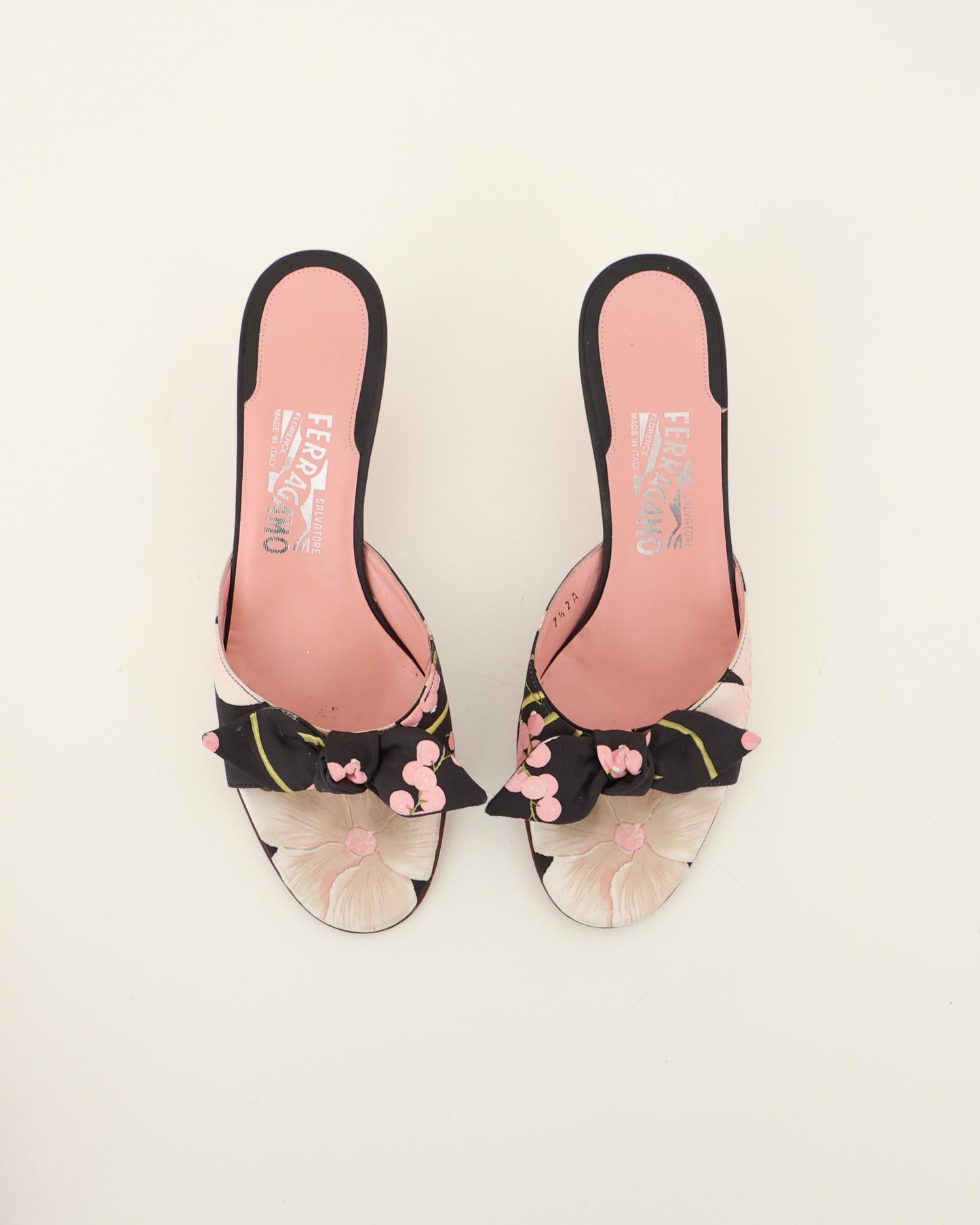 Ferragamo Pink Floral Heels 7.5