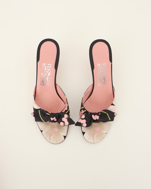 Ferragamo Pink Floral Heels 7.5