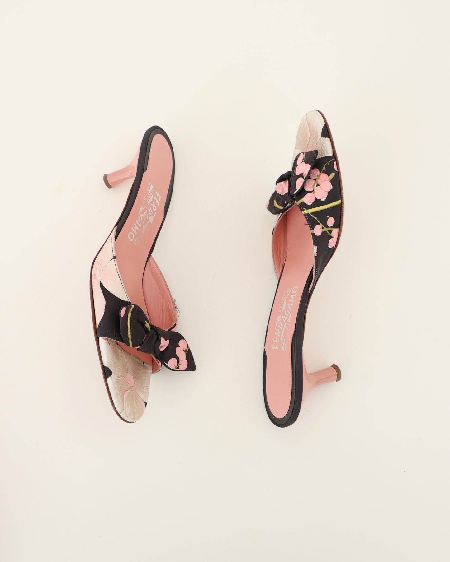 Ferragamo Pink Floral Heels 7.5