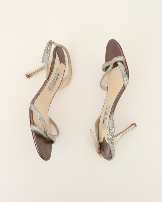 Jimmy Choo Silver Heels 40