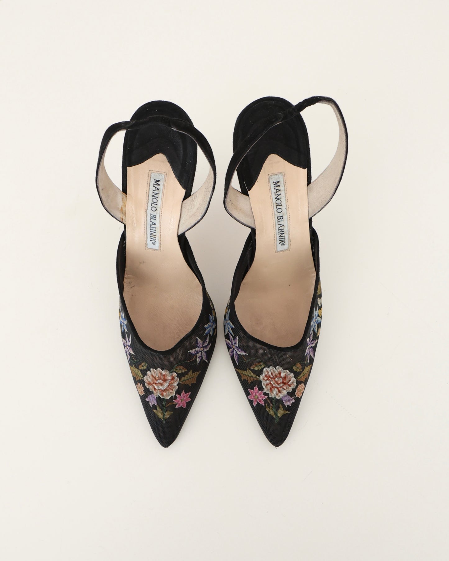 Manolo Blahnik Black Floral Heels 37.5