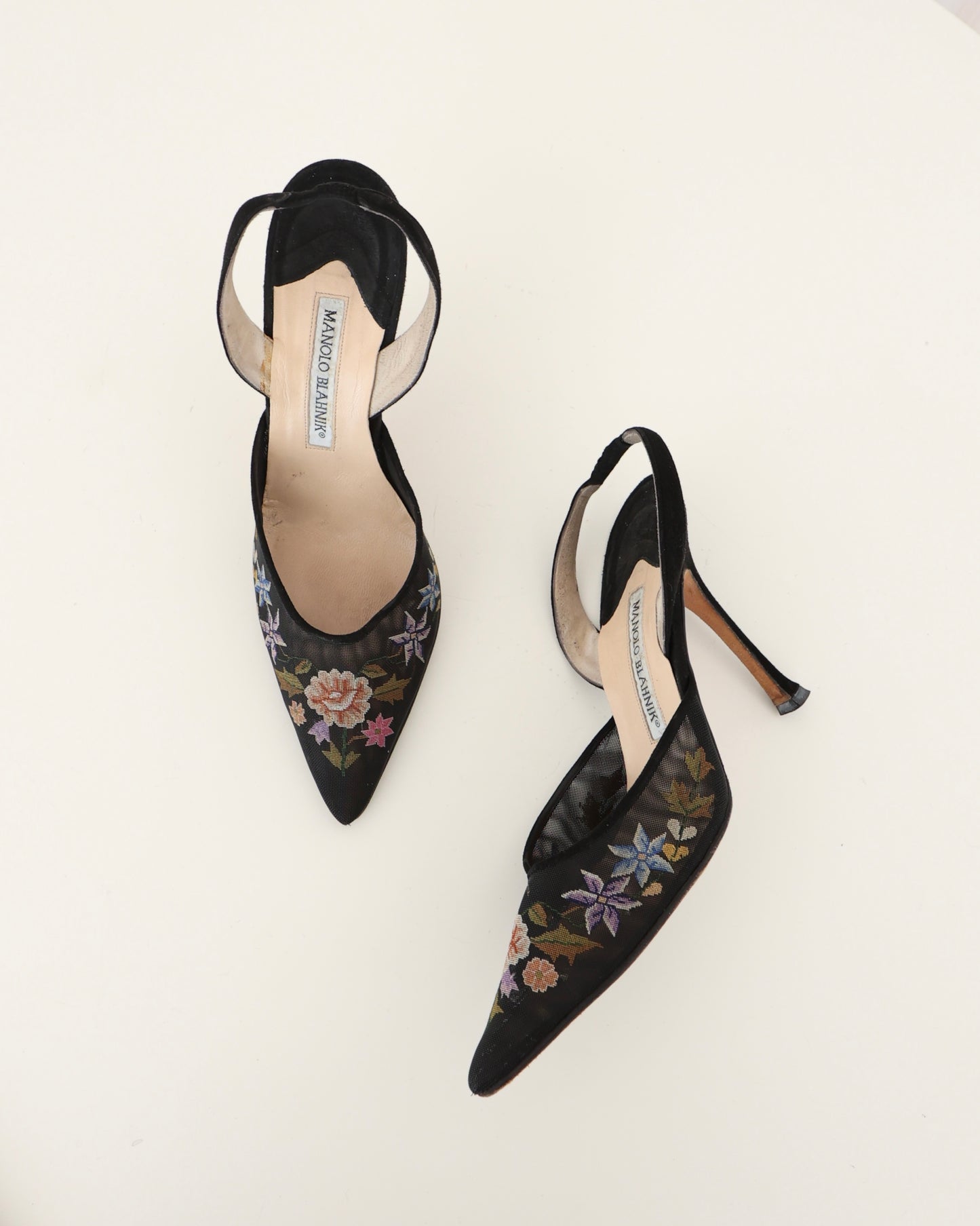 Manolo Blahnik Black Floral Heels 37.5
