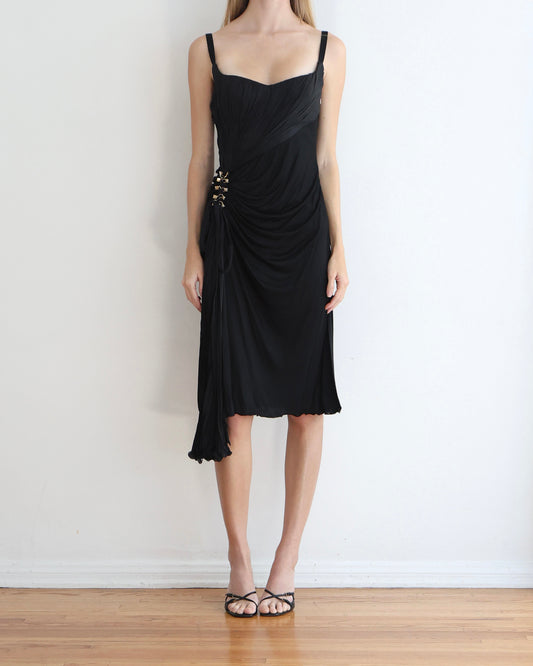 Roberto Cavalli Black Midi Dress S