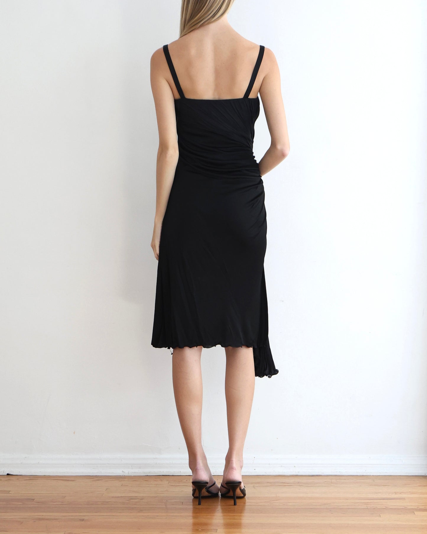 Roberto Cavalli Black Draped Dress S