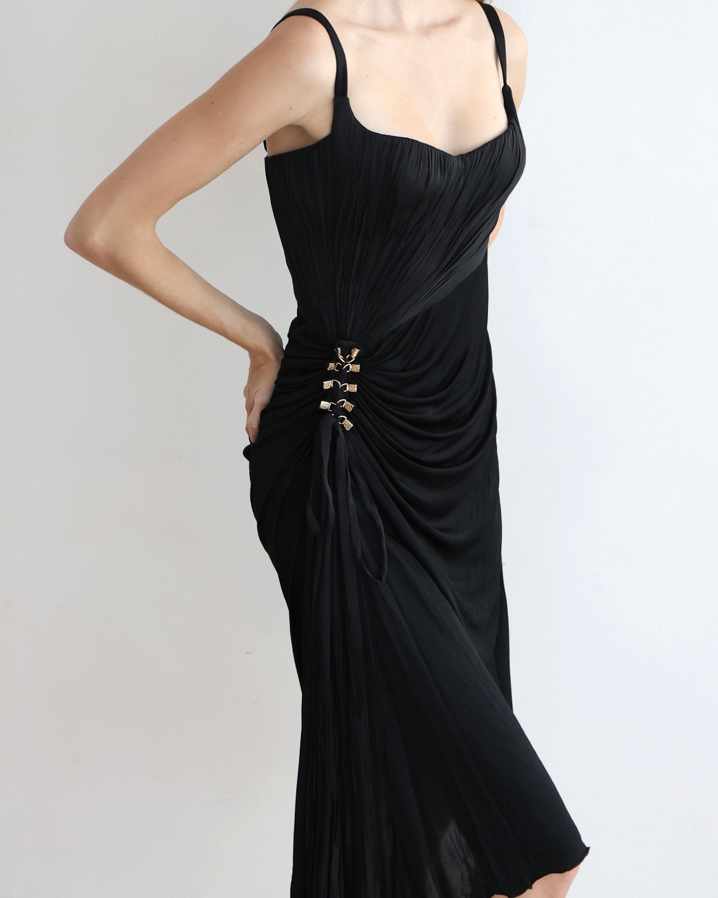 Roberto Cavalli Black Draped Dress S