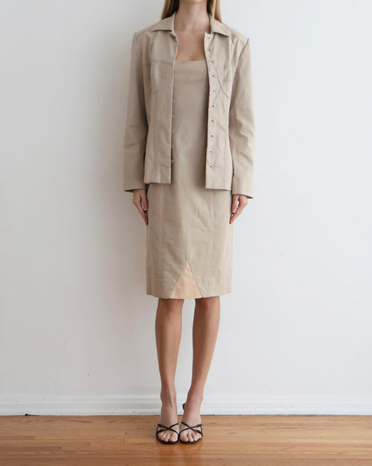 Dior Tan Dress + Suit Set M
