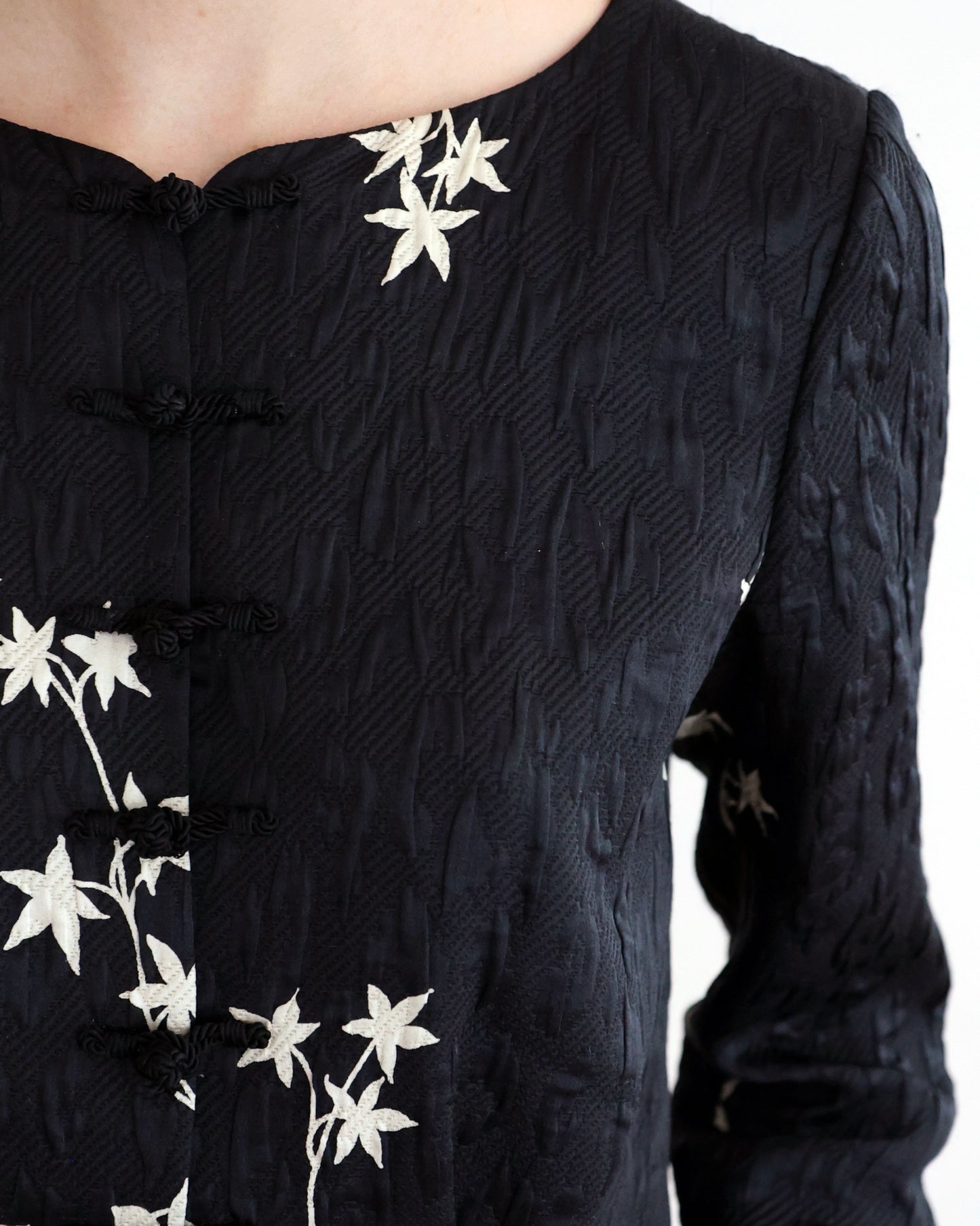 Armani Black Silk Floral Jacket XS