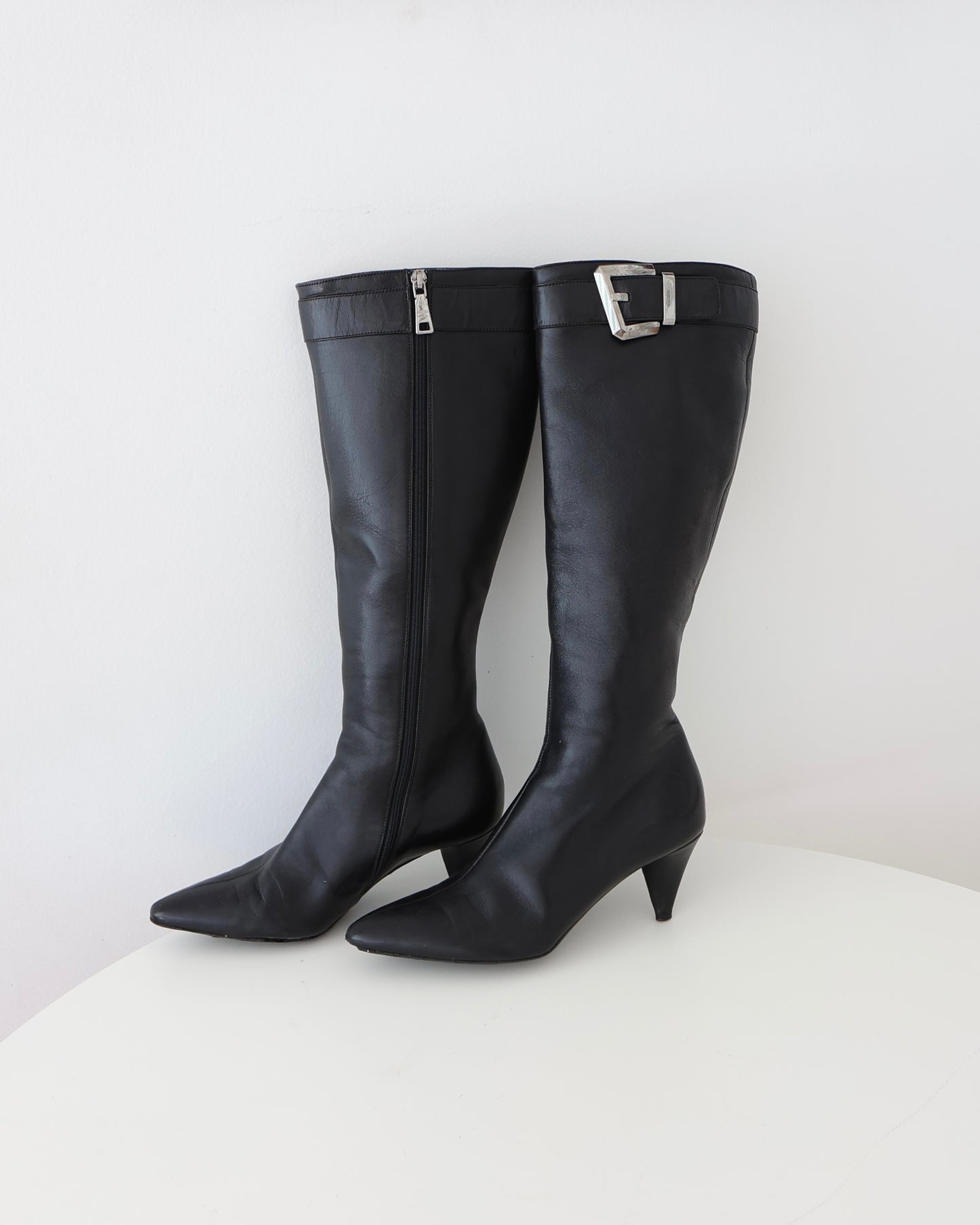 Prada Black Buckle Boots 36.5