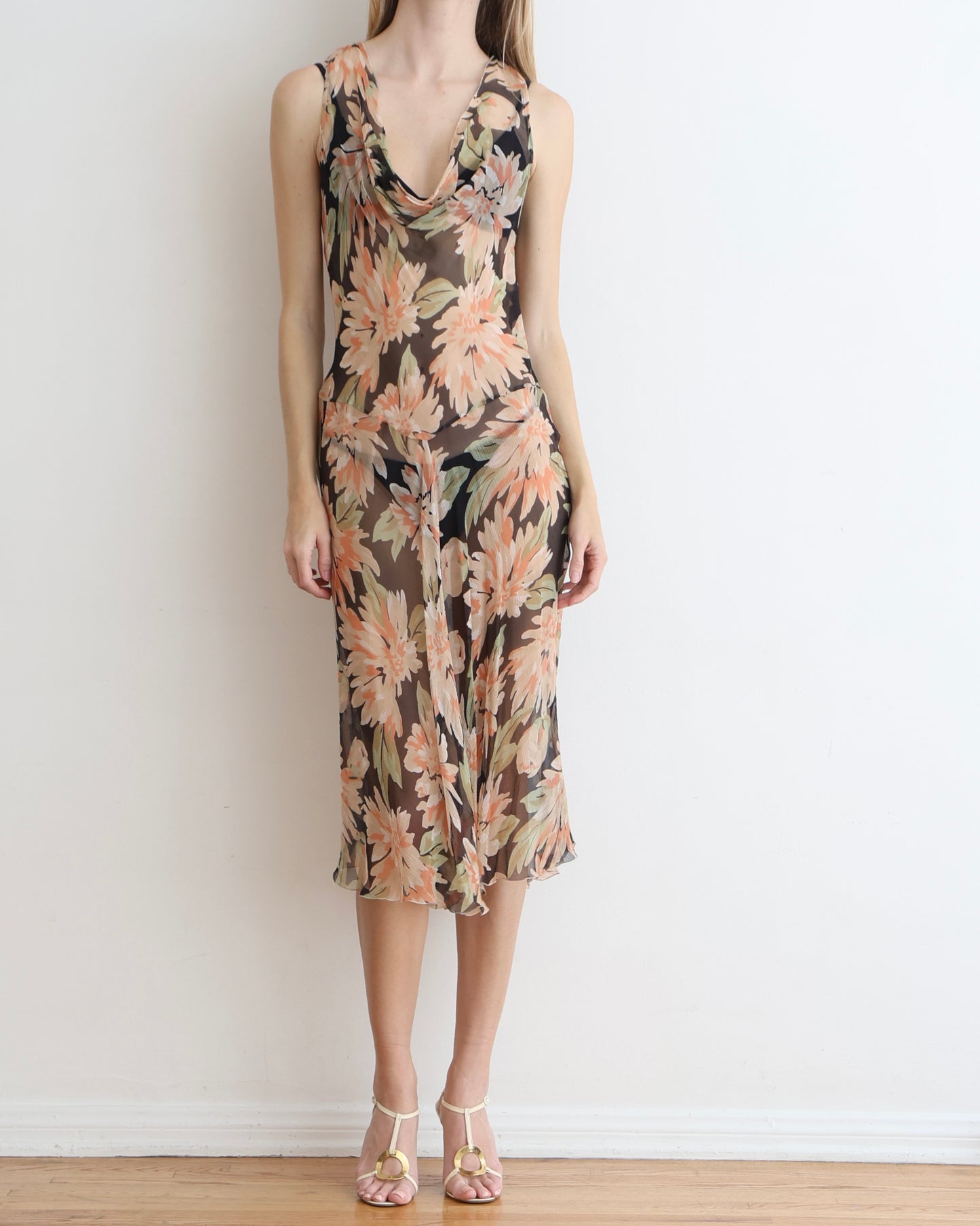 Max Mara Floral Sheer Dress Set XS