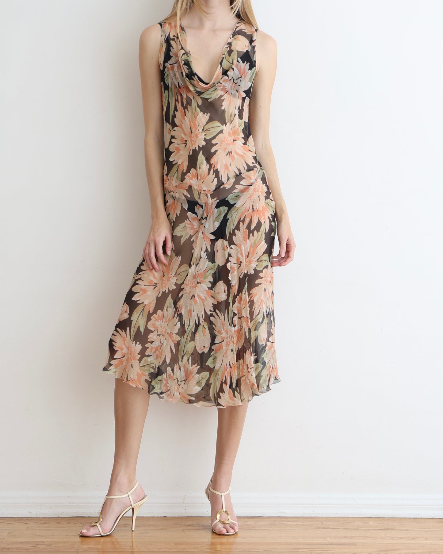Max Mara Floral Sheer Dress Set XS