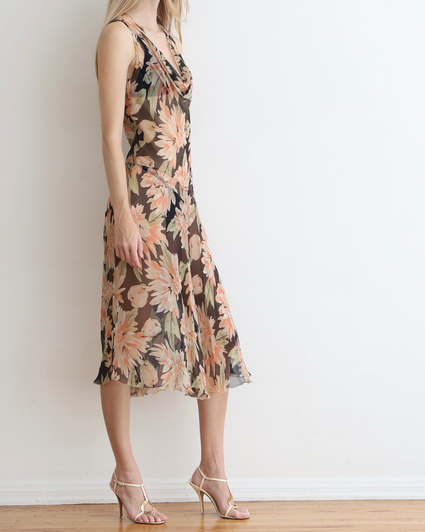 Max Mara Floral Sheer Dress Set XS