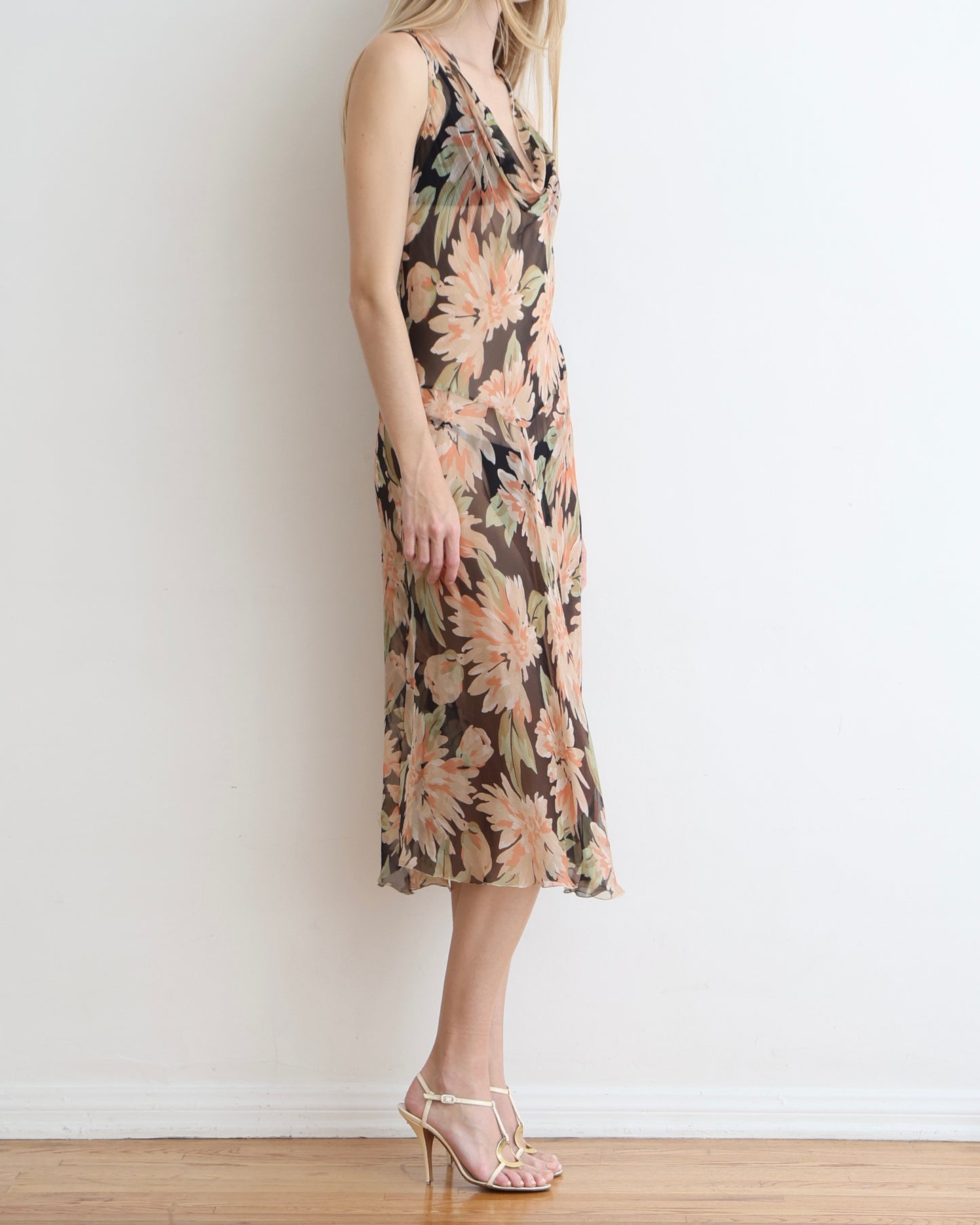 Max Mara Floral Sheer Dress Set XS