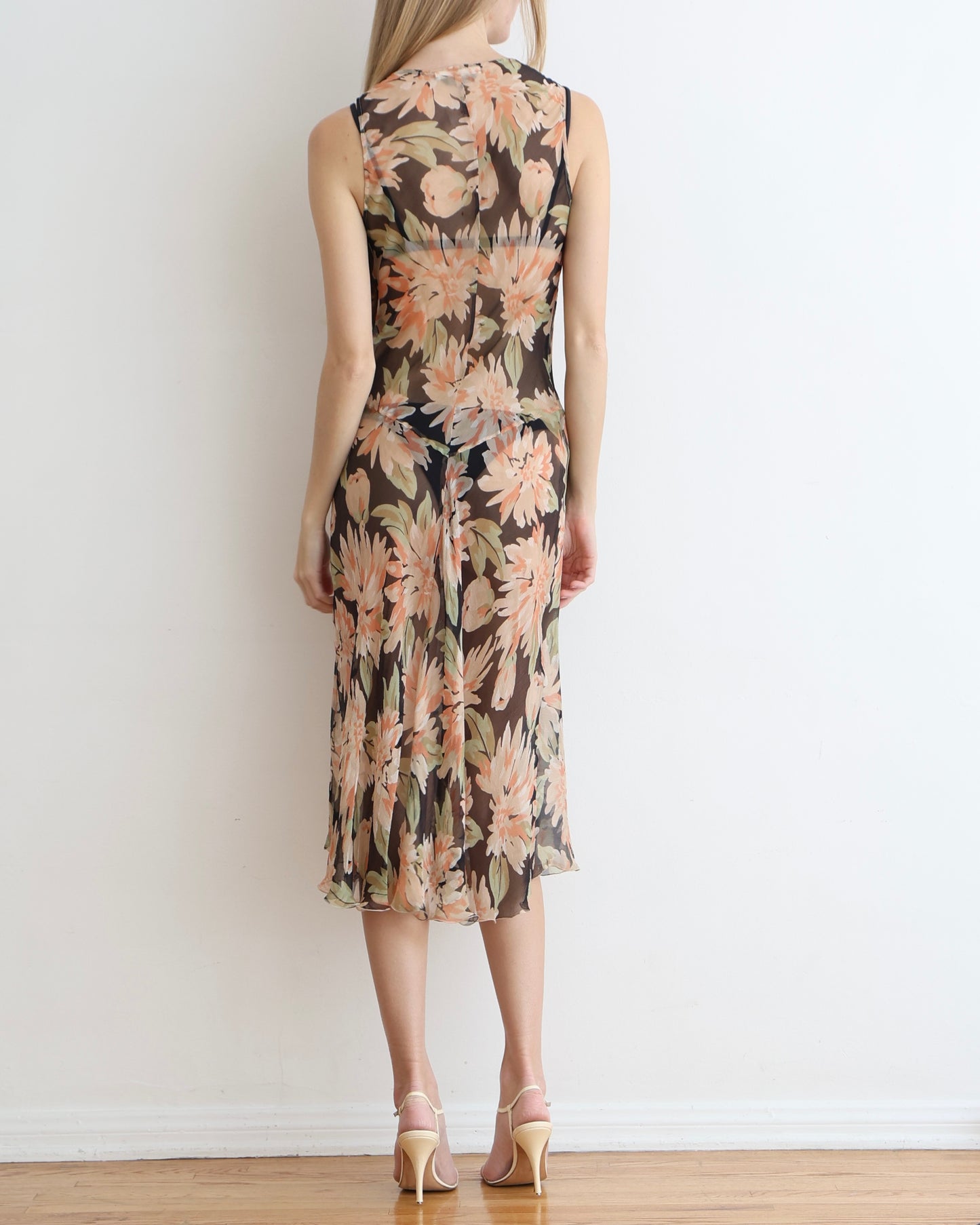 Max Mara Floral Sheer Dress Set XS