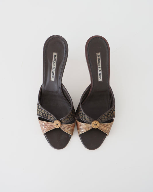 Manolo Blahnik Brown Alligator Heels 39.5