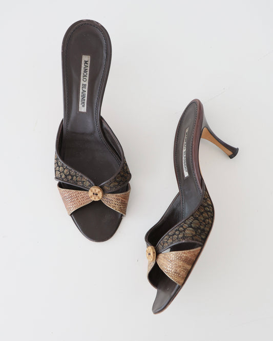 Manolo Blahnik Brown Alligator Heels 39.5