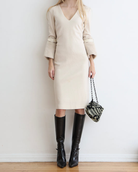 Max Mara Cream Fuzzy Dress S