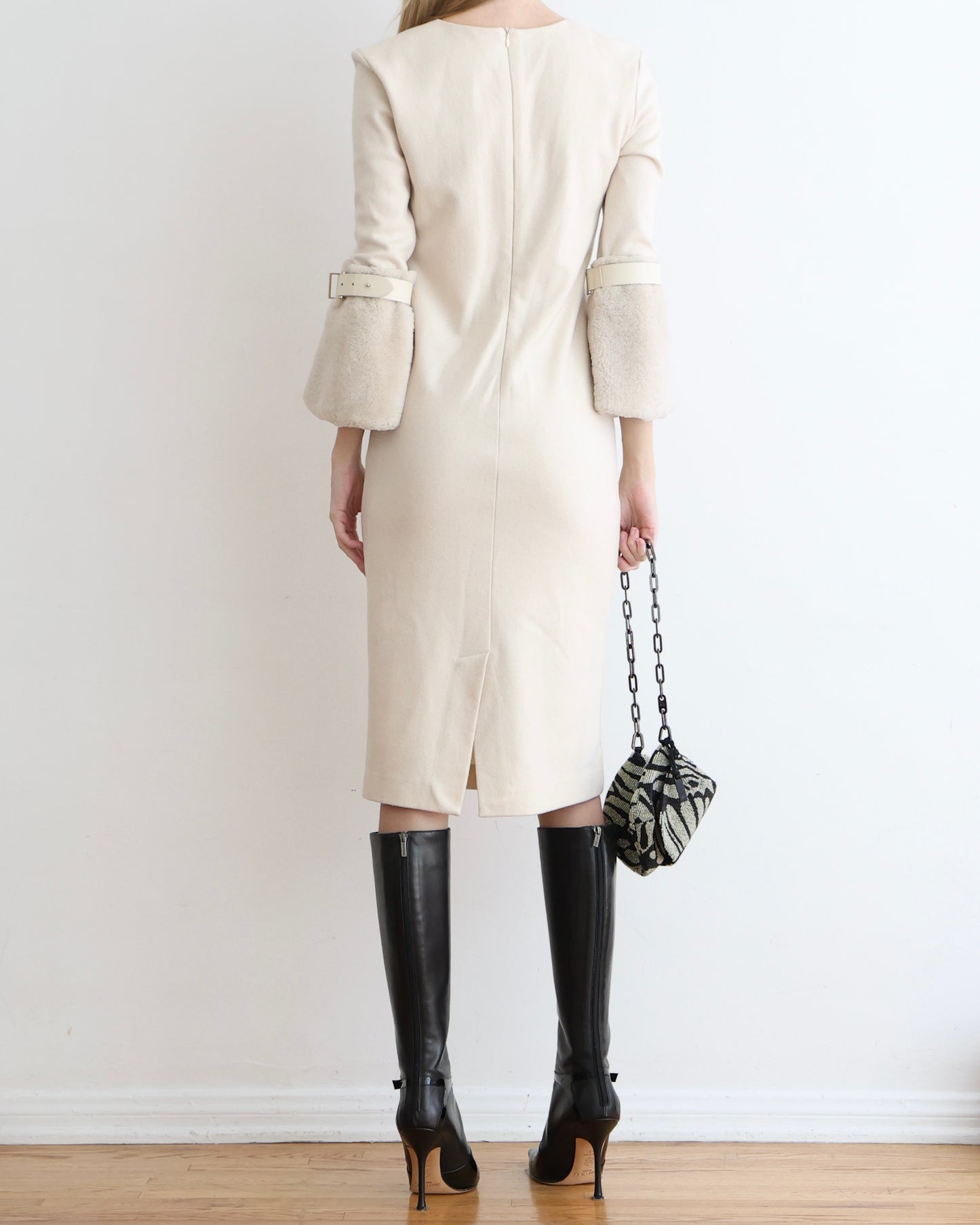 Max Mara Cream Fuzzy Dress S