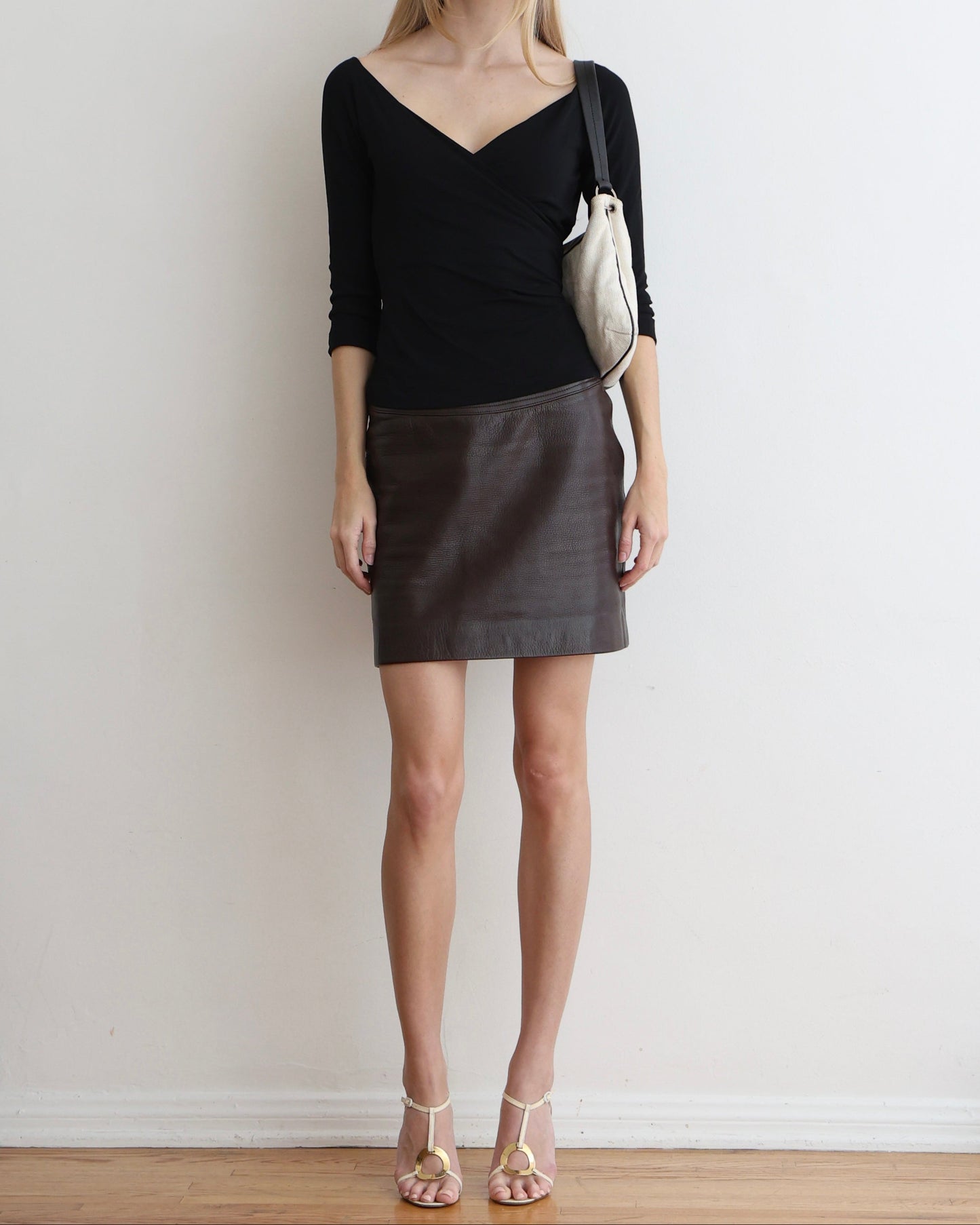 Max Mara Brown Leather Skirt S