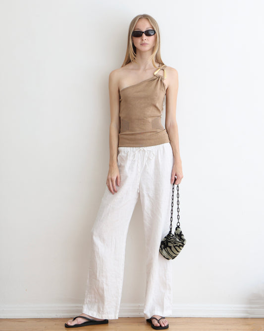 Gold One Shoulder Ring Top S