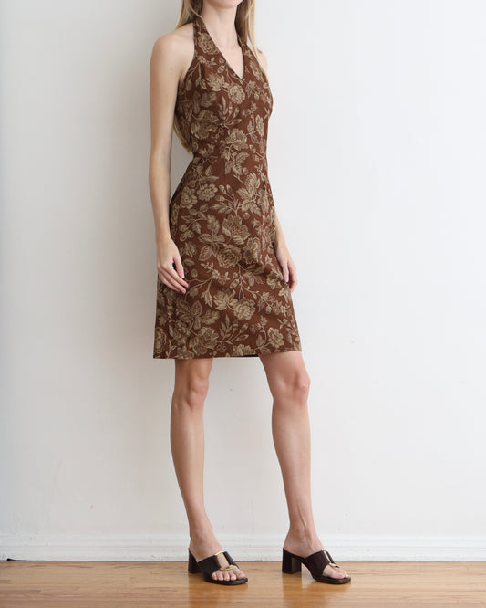 Ralph Lauren Brown Paisley Mini Dress S
