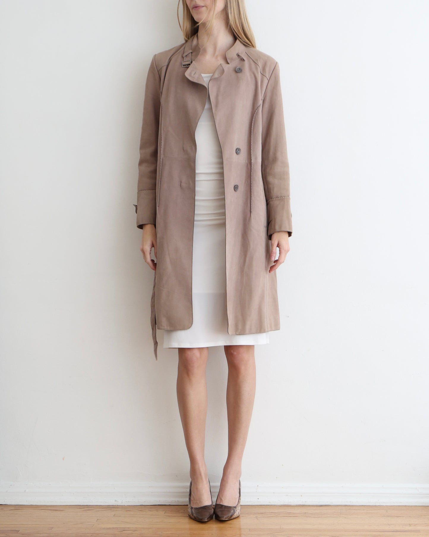 Brown Lambskin Trench Coat XS