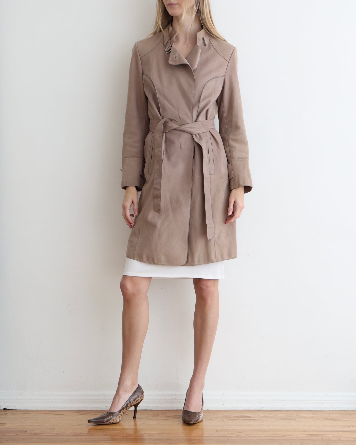 Brown Lambskin Trench Coat XS
