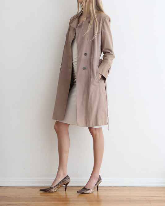 Brown Lambskin Trench Coat XS