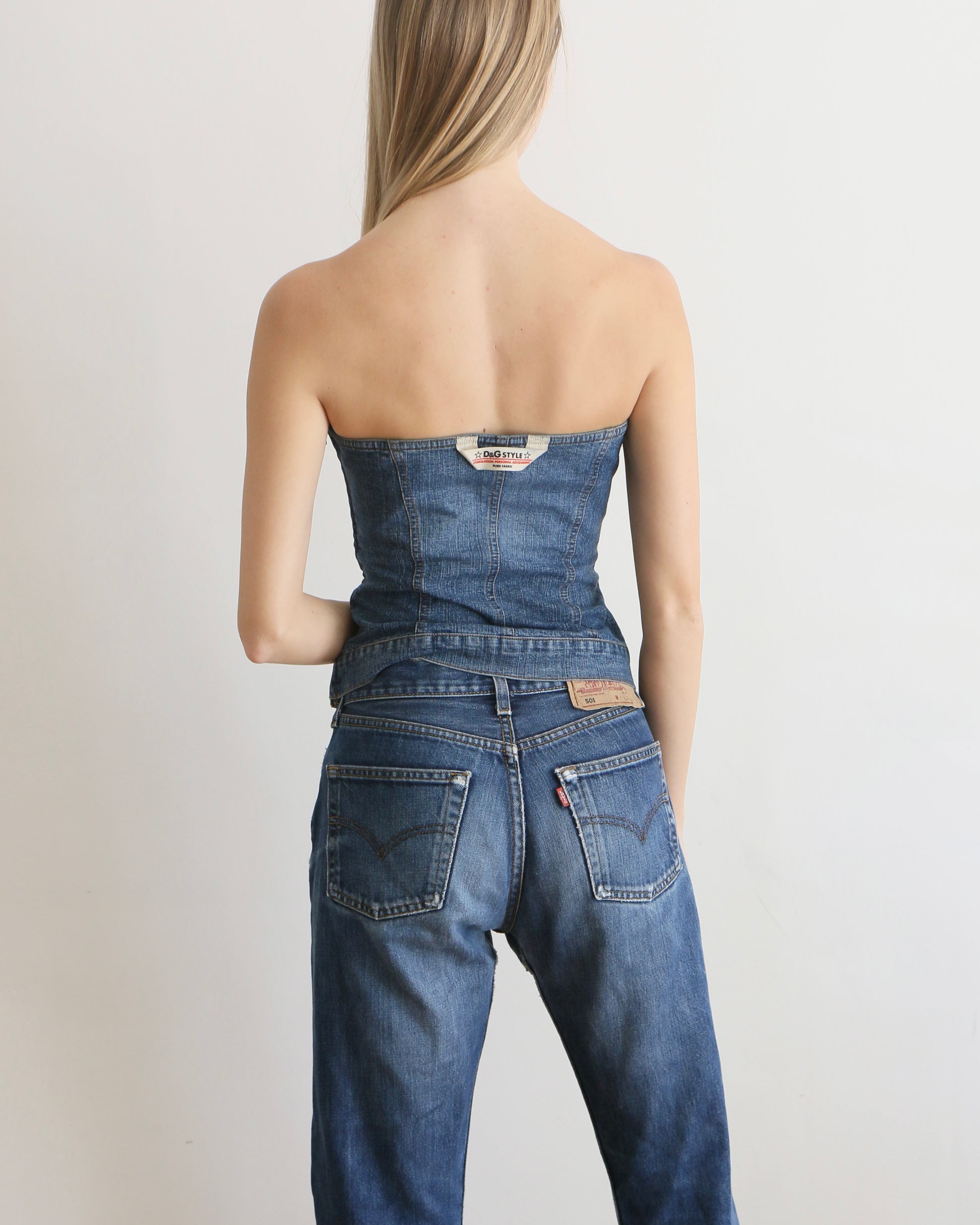 Dolce & Gabbana Denim Corset Top XS